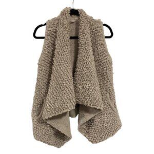 Barefoot Dreams CozyChic Sand Fuzzy Loop‎ Fringe Cascading Vest Size XS